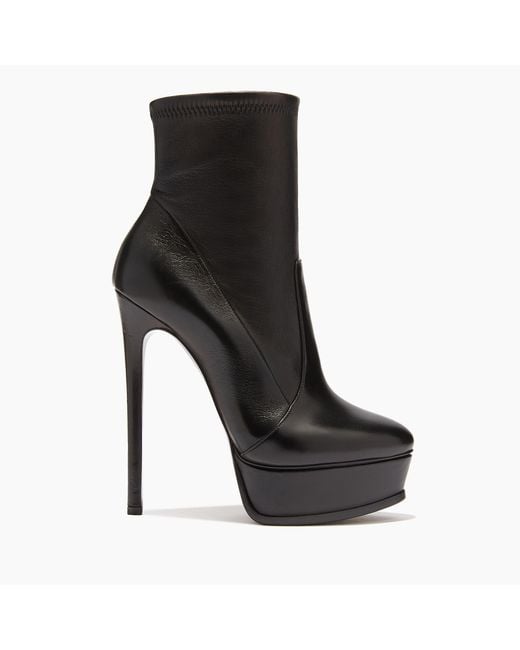 Casadei Black Flora Platform Ankle Boot