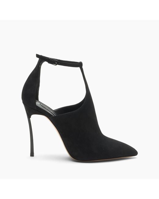 Casadei Black Blade Suede Debby Pump