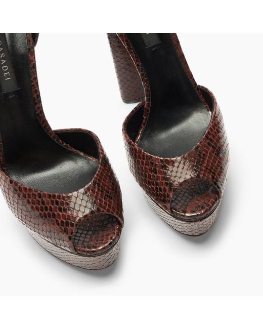 Casadei Brown Flora Platform Basilisco Sandal