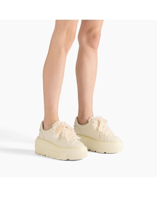 Casadei Natural Nexus Sneaker With Fluffy Yarn Lace