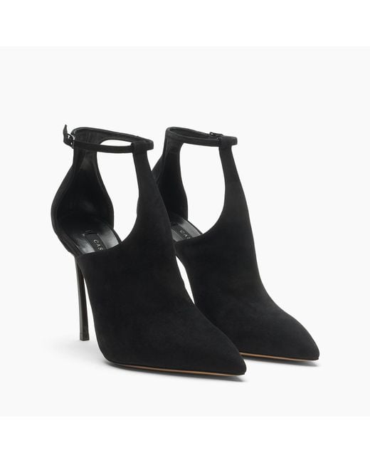 Casadei Black Blade Suede Debby Pump