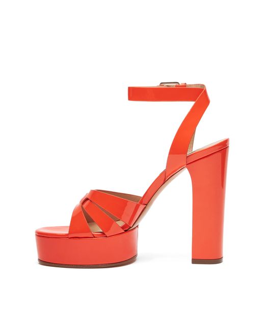 Casadei Red Betty Patent Leather Platform Sandals