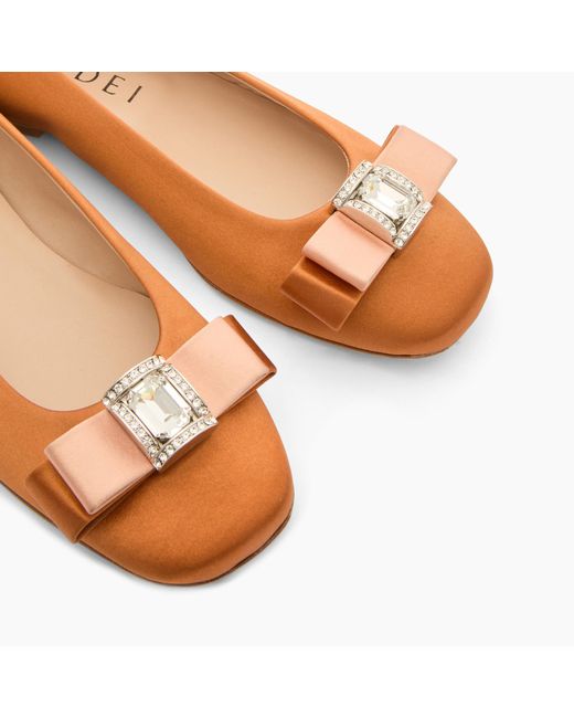 Casadei Brown Satin Ballet Flats