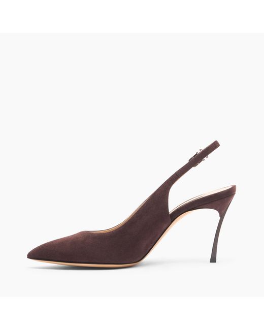 Casadei Brown Suede Slingbacks
