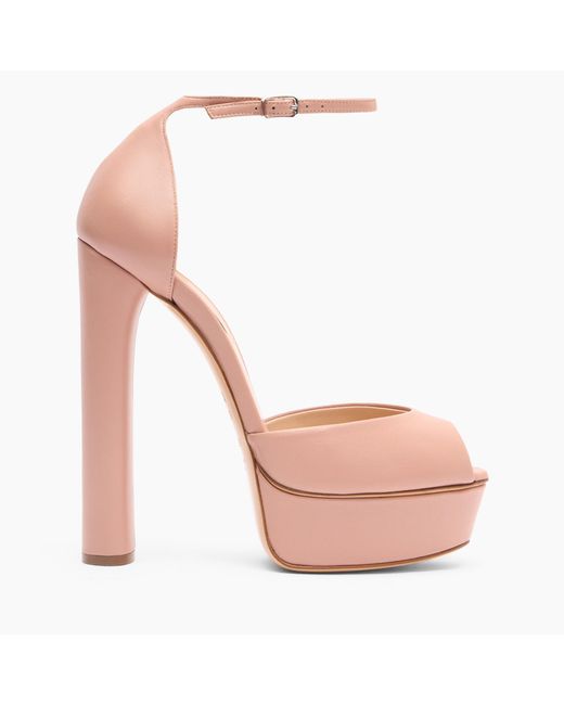Casadei Pink Flora Leather Platform Sandals