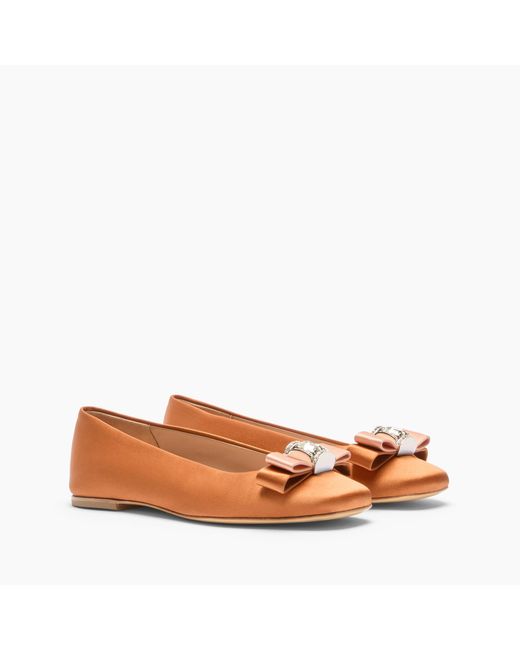 Casadei Brown Satin Ballet Flats