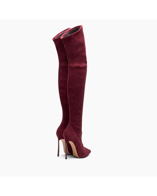 Casadei Red Blade Suede Over The Knee