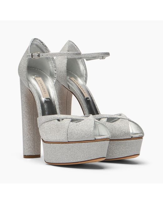 Casadei White Flora Platform Solar Eclipse Sandal
