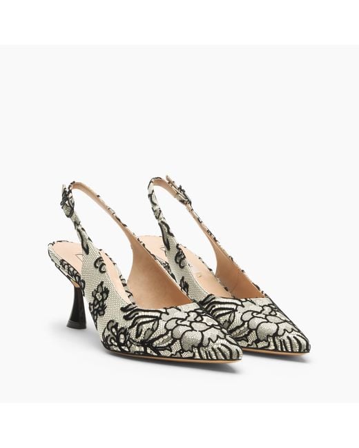 Casadei Metallic Kitten Blade Pandora Slingback