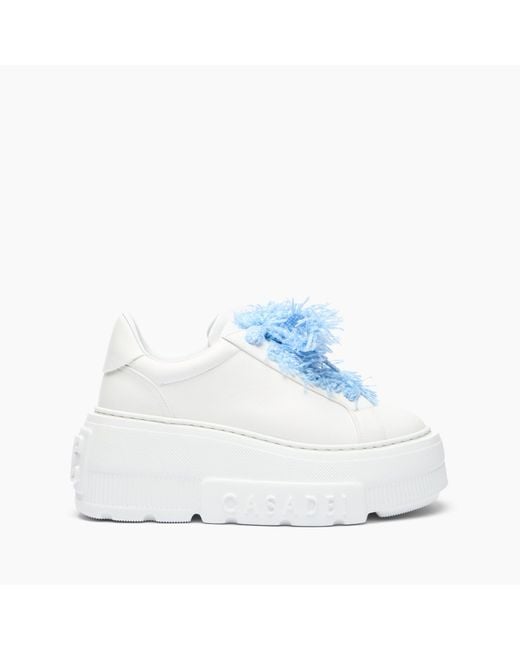 Casadei White Nexus Sneaker With Fluffy Yarn Lace