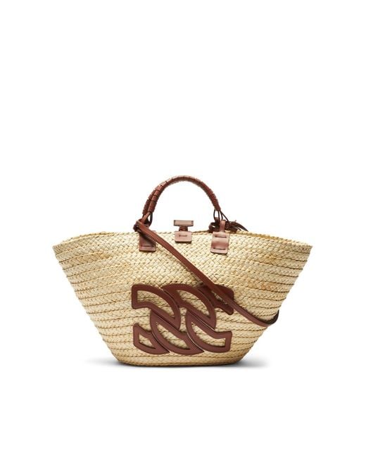 Panarea Raffia Basket Bag Casadei en coloris Brown