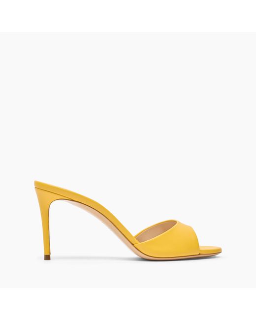 Julia Leather Mules di Casadei in Yellow