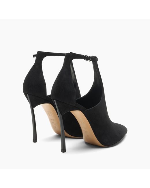 Casadei Black Blade Suede Debby Pump