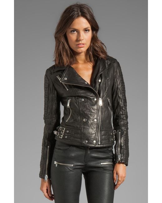 Anine Bing Moto Leather Jacket in Black | Lyst