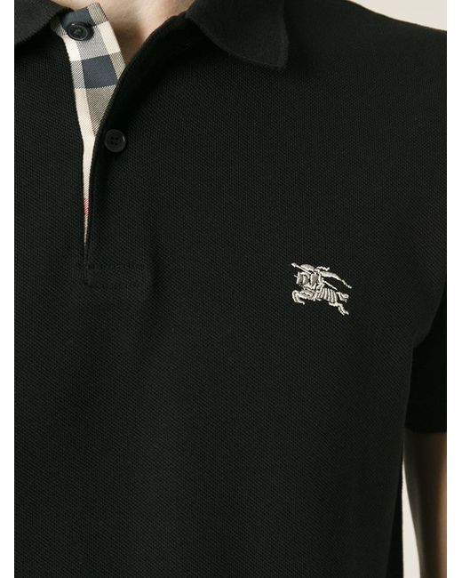 Burberry Brit Embroidered Logo Polo Shirt in Black for Men | Lyst