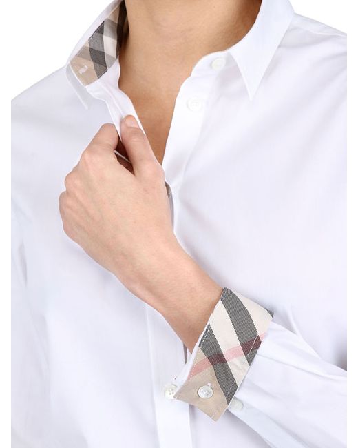 Burberry Brit Stretch Cotton Oxford Shirt in White | Lyst