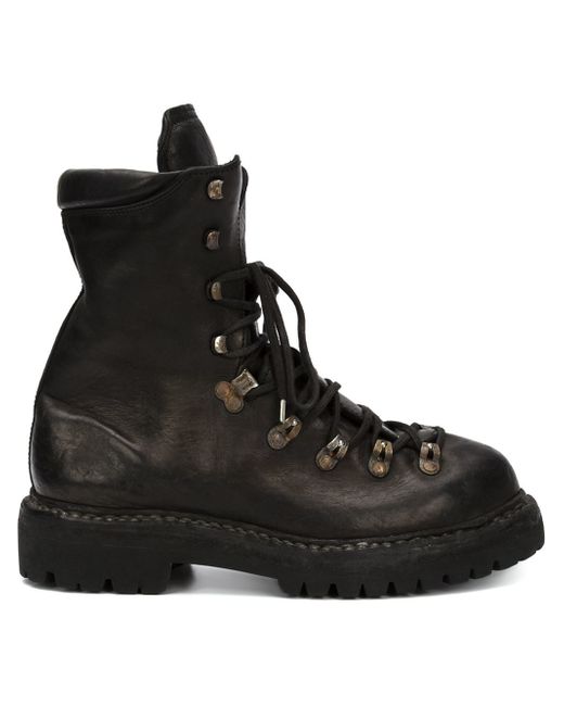 Guidi Black Lace-Up Horse-Leather Hiking Boots for men