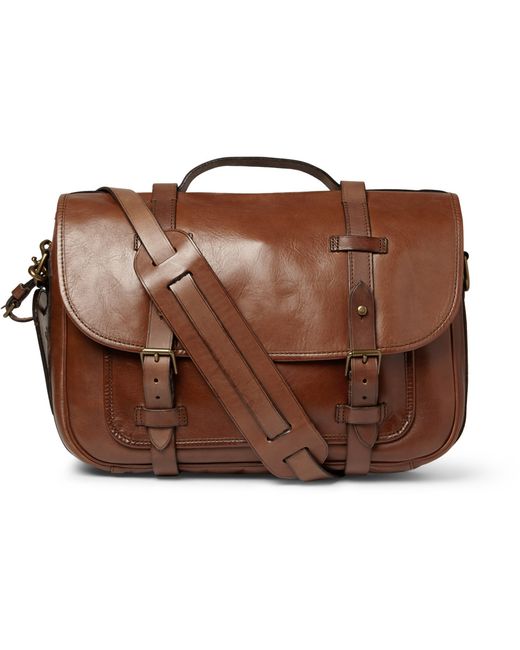 Polo Ralph Lauren Brown Leather Messenger Bag for men