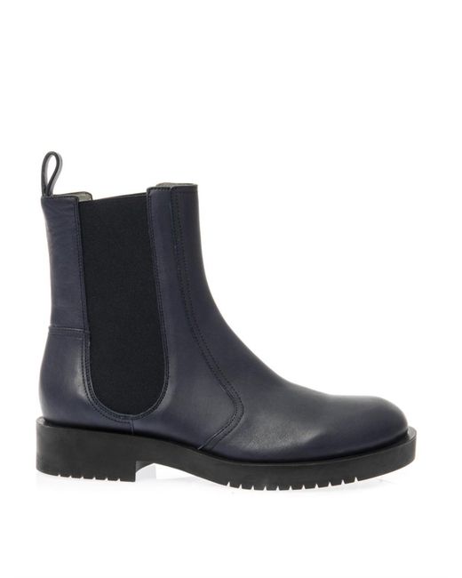 Jil Sander Navy Leather Ankle Boots in Blue | Lyst