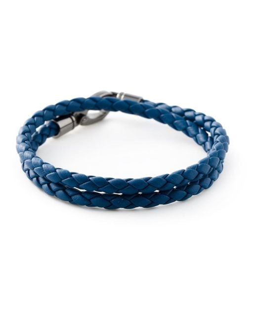 Tod's Blue Braided Leather Bracelet for men