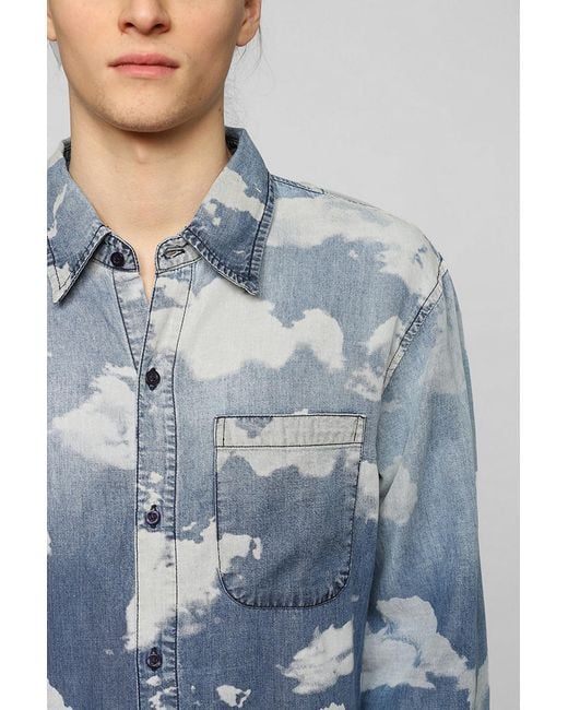 Urban Outfitters Blue Insted We Smile Cloud Denim Buttondown Shirt for men