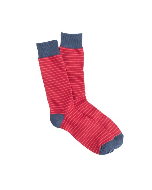 J.Crew Red Tipped Microstriped Socks for men