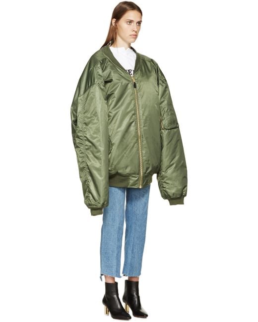 Vetements Green Oversized Reversible Bomber Jacket