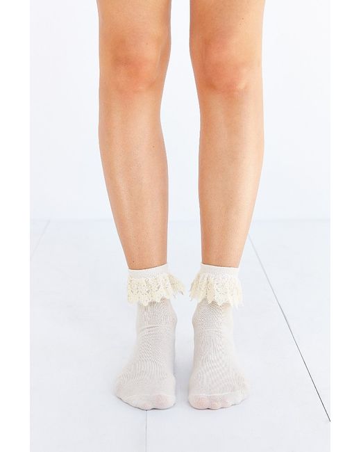 Urban Outfitters White Eyelet Ruffle Anklet Sock
