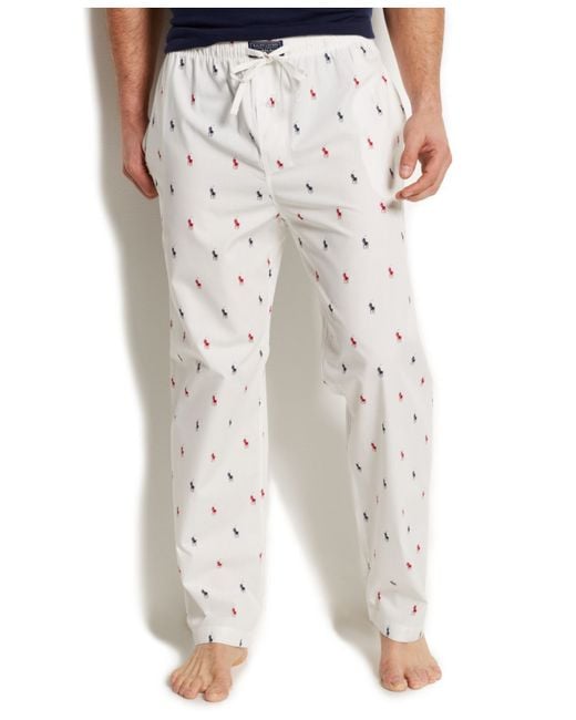Polo Ralph Lauren White Allover Pony Pajama Pants for men
