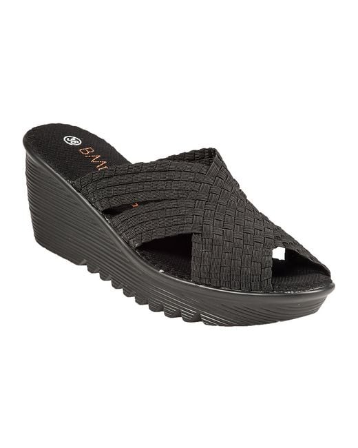 Bernie Mev Black Lori Wedge Sandals