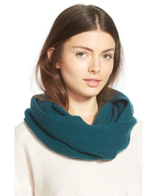 Halogen Pointelle Knit Wool & Cashmere Infinity Scarf in Teal (TEAL
