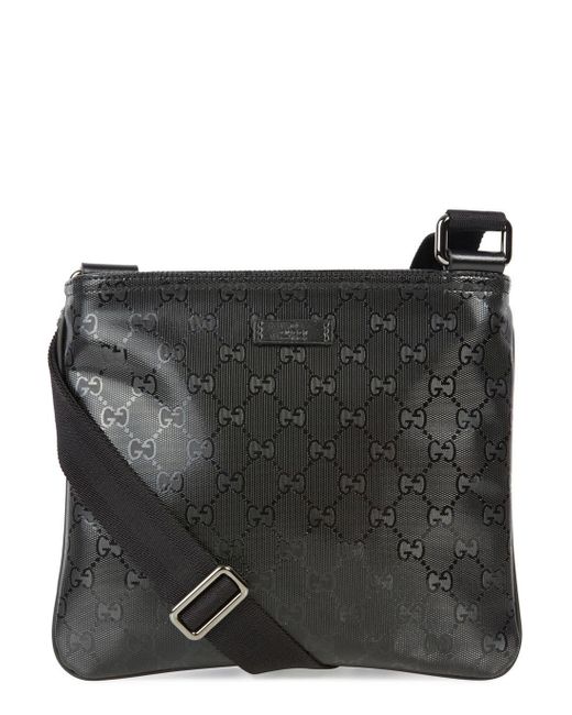 Gucci Black Monogrammed Coated Canvas Messenger Bag for men