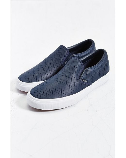 Vans Blue Classic Leather Slip-On Sneaker for men