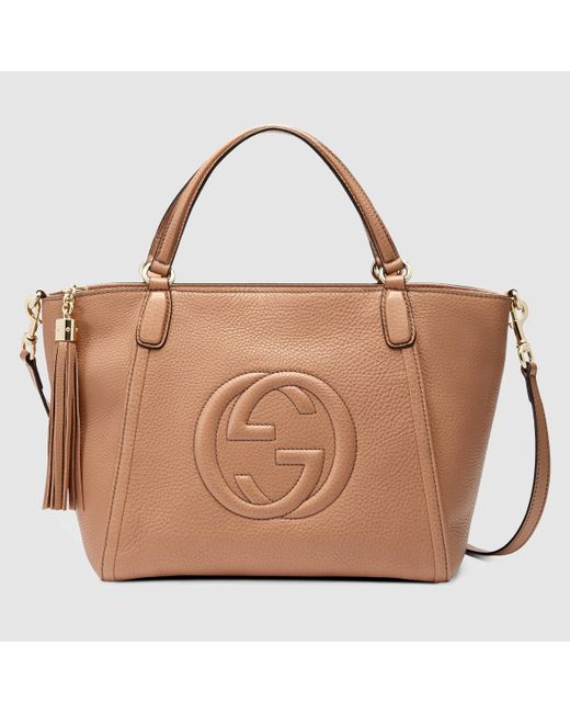 Gucci Natural Soho Leather Top Handle Bag