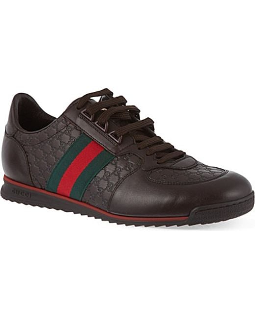 Gucci Brown Sl73 Leather Lace-up Trainers for men