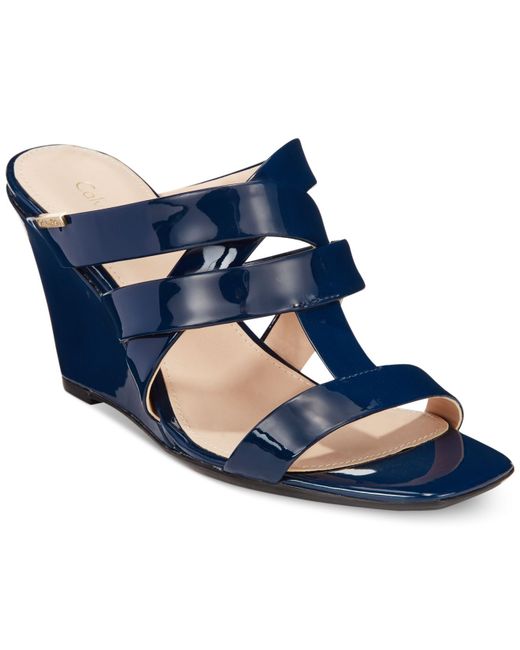 Calvin Klein Women's Nona Wedge Sandals in Blue | Lyst