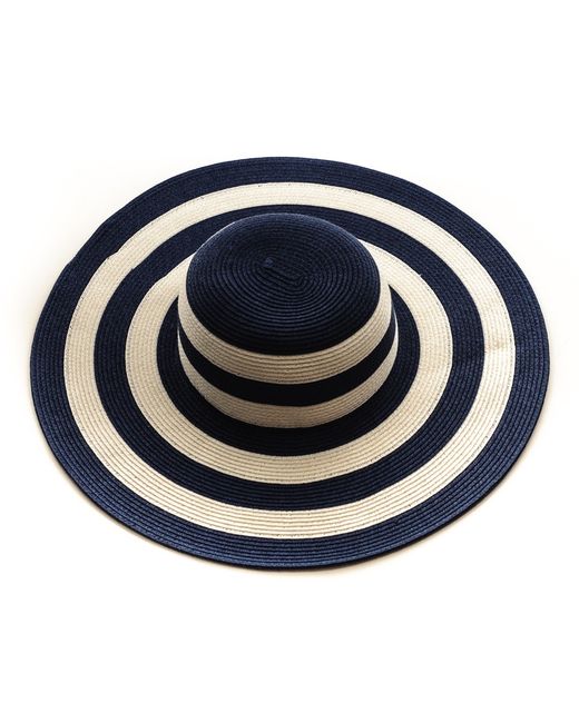 White Striped Wide Brimmed Sun Hat 