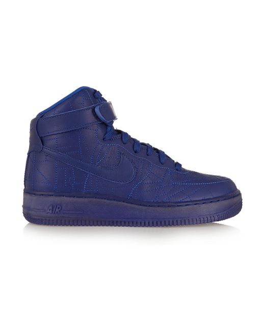 Nike Air Force 1 Paris Leather High-Top Sneakers in Blue | Lyst
