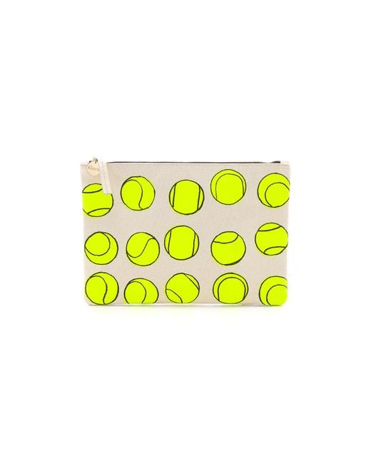 Clare V. Yellow Supreme Flat Clutch - Tennis Print