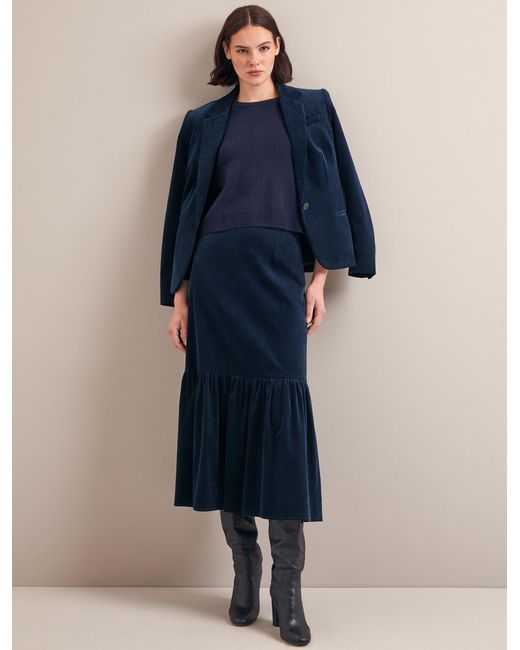 Cefinn Blue Daphne Corduroy Maxi Skirt