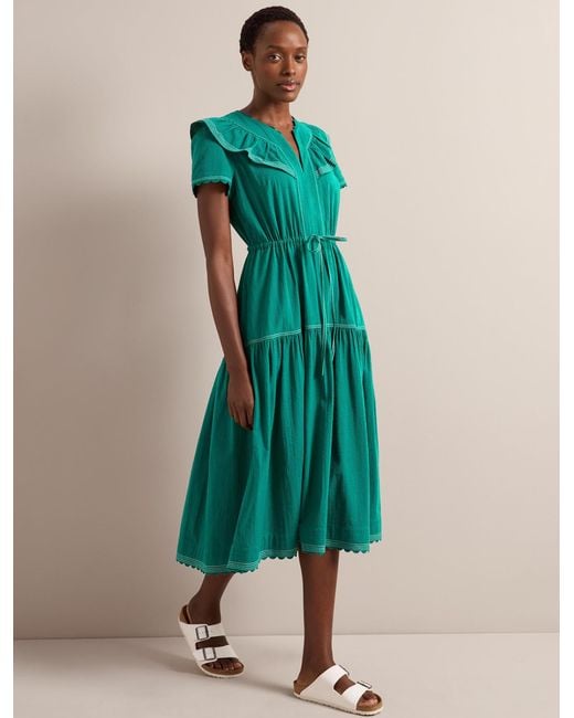 Cefinn Green Nessa Cotton Seersucker Maxi Dress