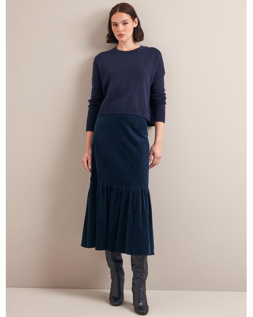 Cefinn Blue Daphne Corduroy Maxi Skirt