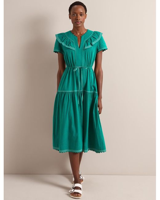 Cefinn Green Nessa Cotton Seersucker Maxi Dress