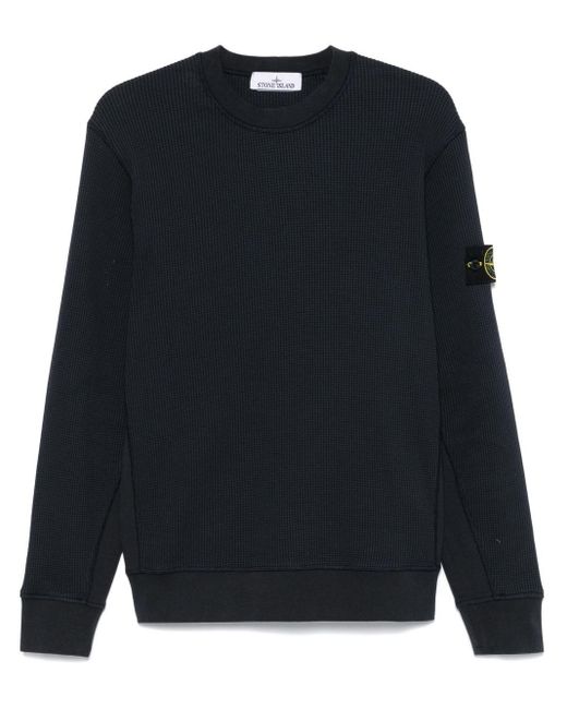 Felpa Con Applicazione Compass di Stone Island in Blue da Uomo