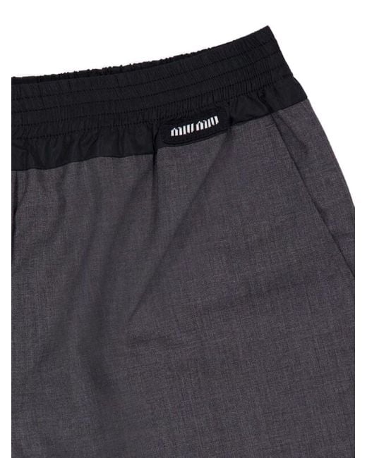 Shorts Con Vita Elasticizzata di Miu Miu in Gray