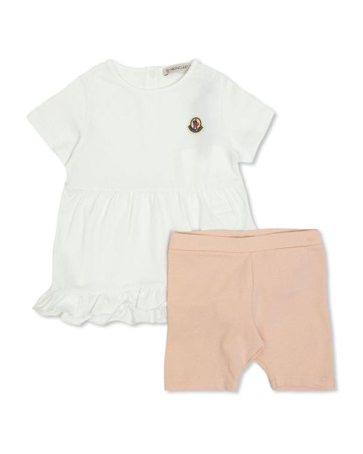 Set Con Shorts Con Applicazione di Moncler in White