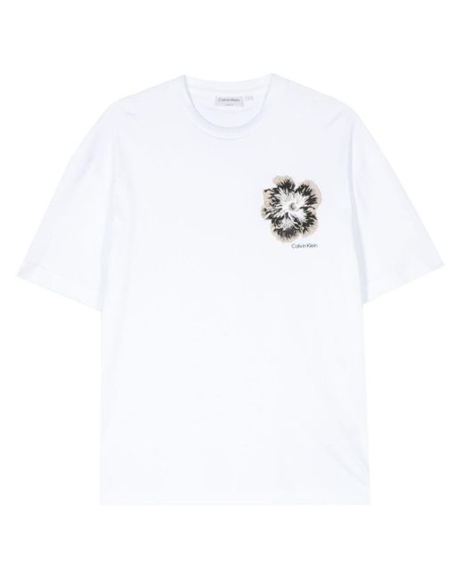 T-shirt con ricamo di Calvin Klein in White da Uomo