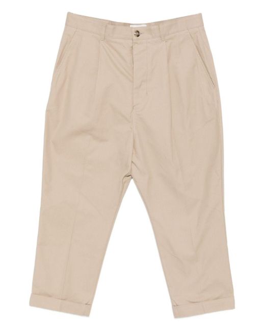 Pleated Cotton Trousers di AMI in Natural da Uomo
