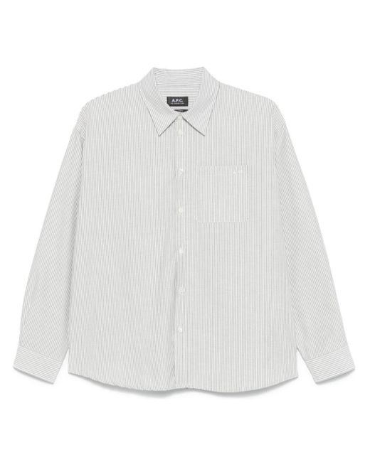 Camicia Boyfriend Con Logo di A.P.C. in White