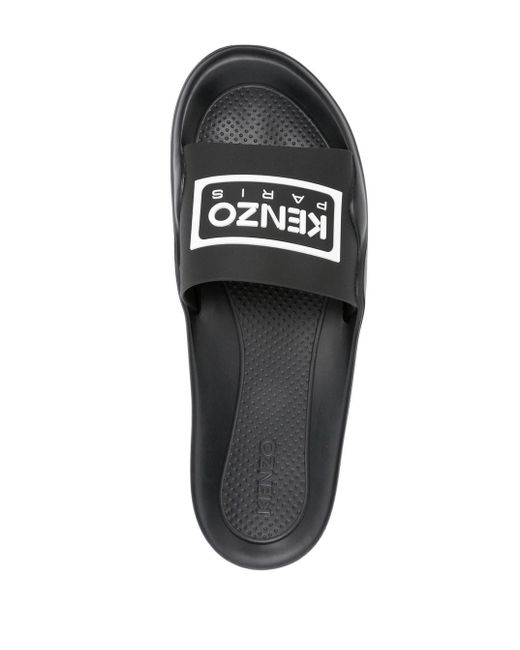 Sandali slides pool con logo goffrato di KENZO in Black da Uomo